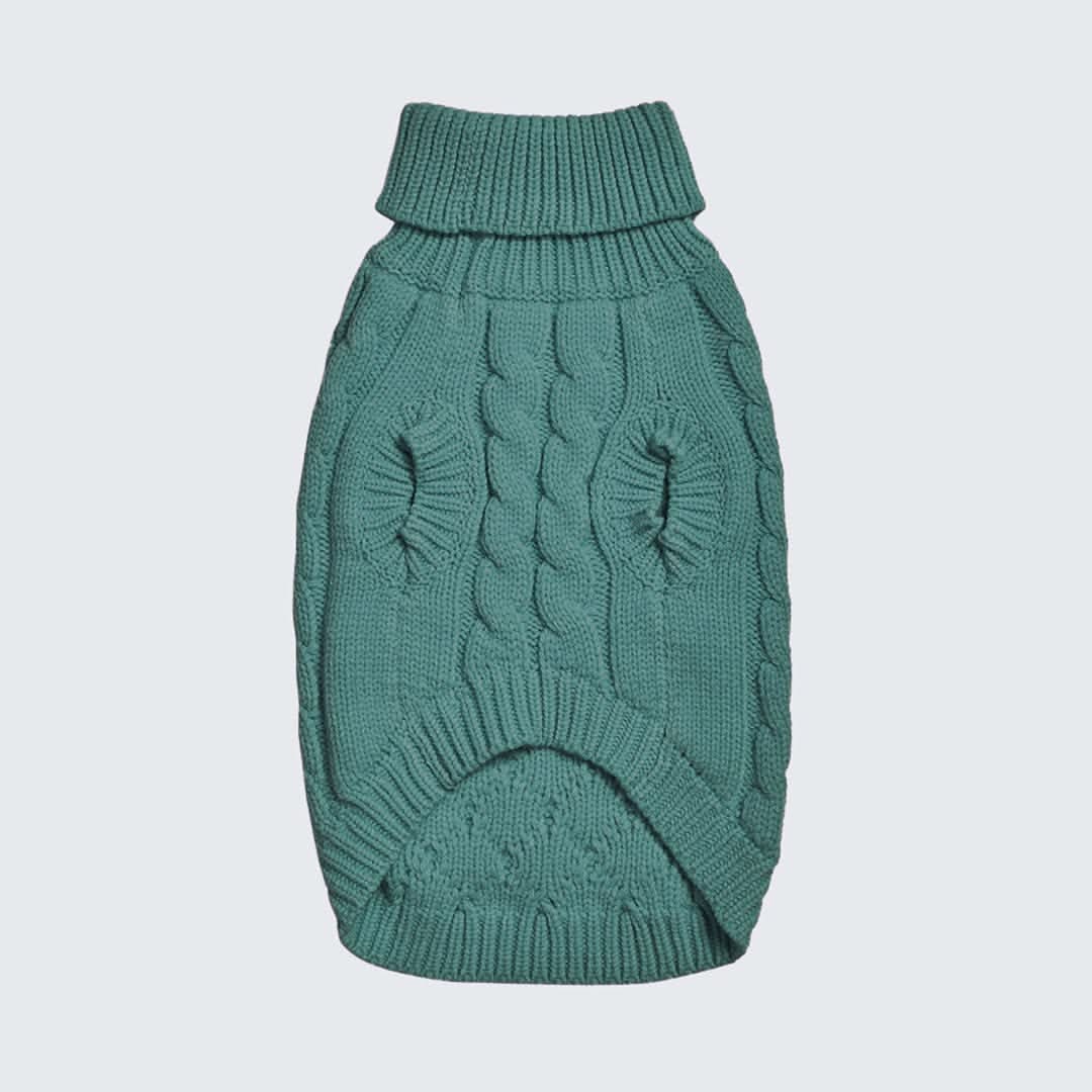 Cable Knit Dog Sweater - Pine Green - Image 7
