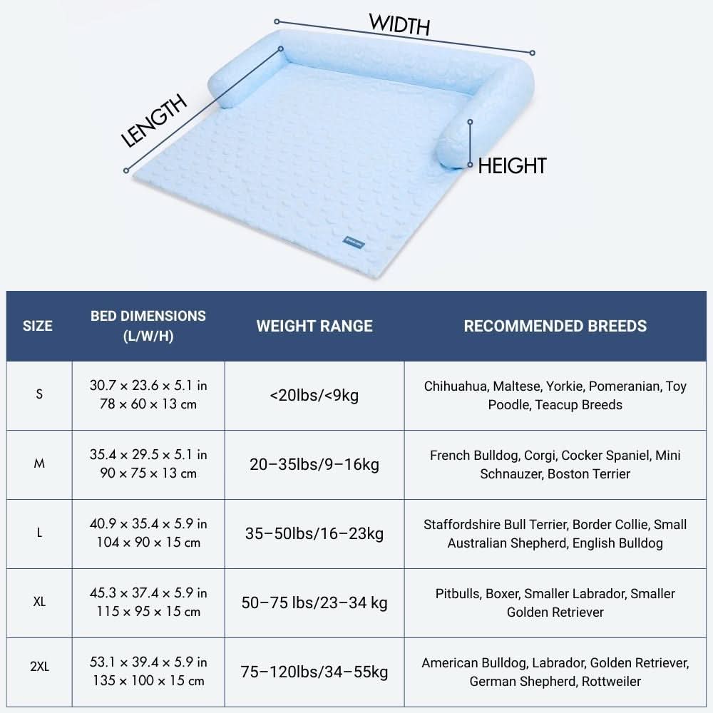 Frostcore™ Cooling Couch Cover Dog Bed - Hearts Blue - Image 9