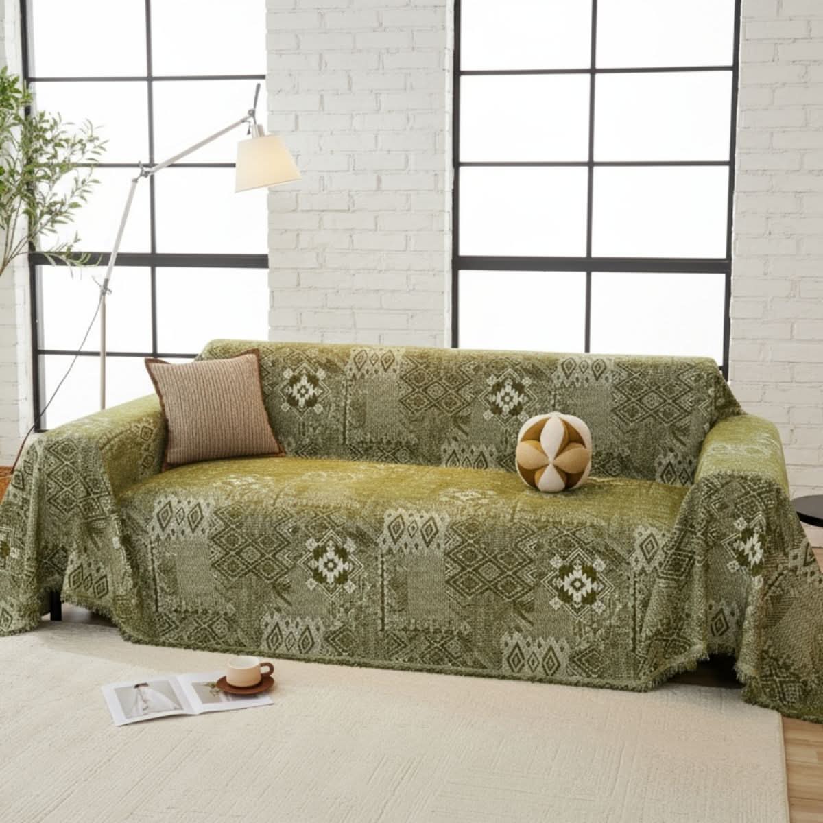 Pet Couch Cover - Rustic Bohemian Green - Image 2