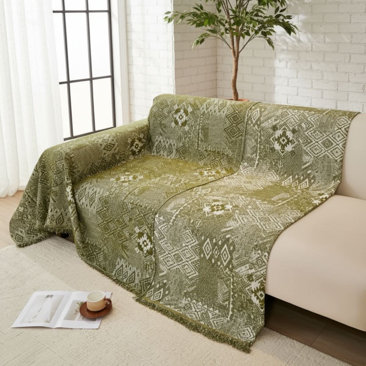 Pet Couch Cover - Rustic Bohemian Green - Image 4