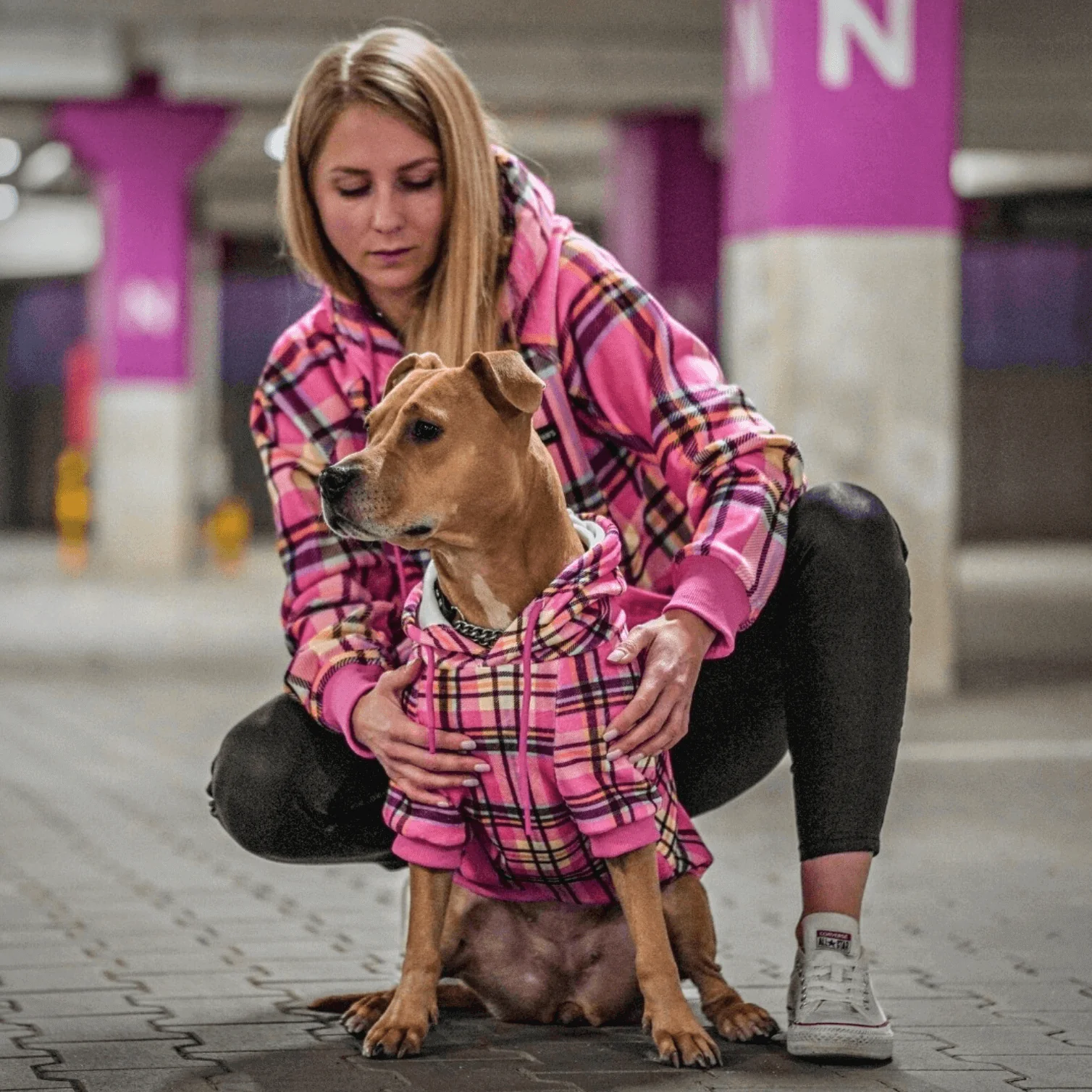 Pink Plaid Human Hoodie - Image 3