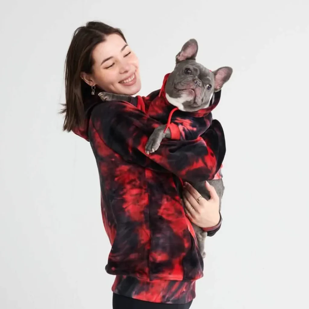 Velvet Dog Hoodie - Red & Black - Image 10